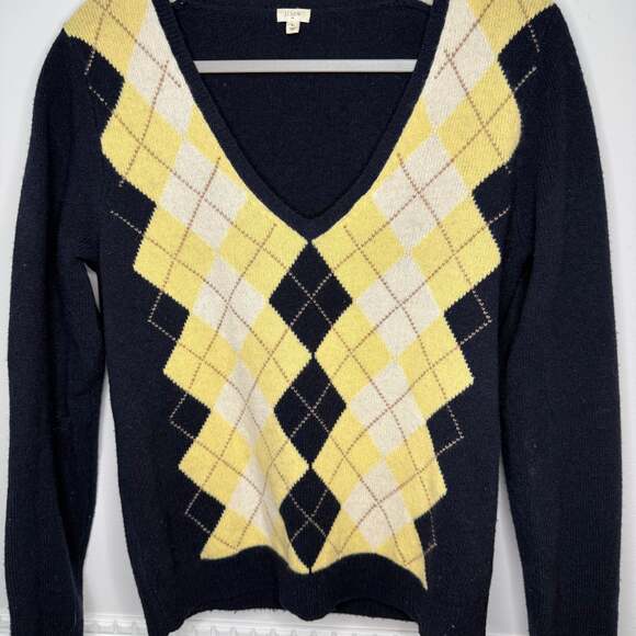 Arygyle Lambswool Sweater Y2K Preppy Womens size Large Prep Academia Vintage - Picture 5 of 10